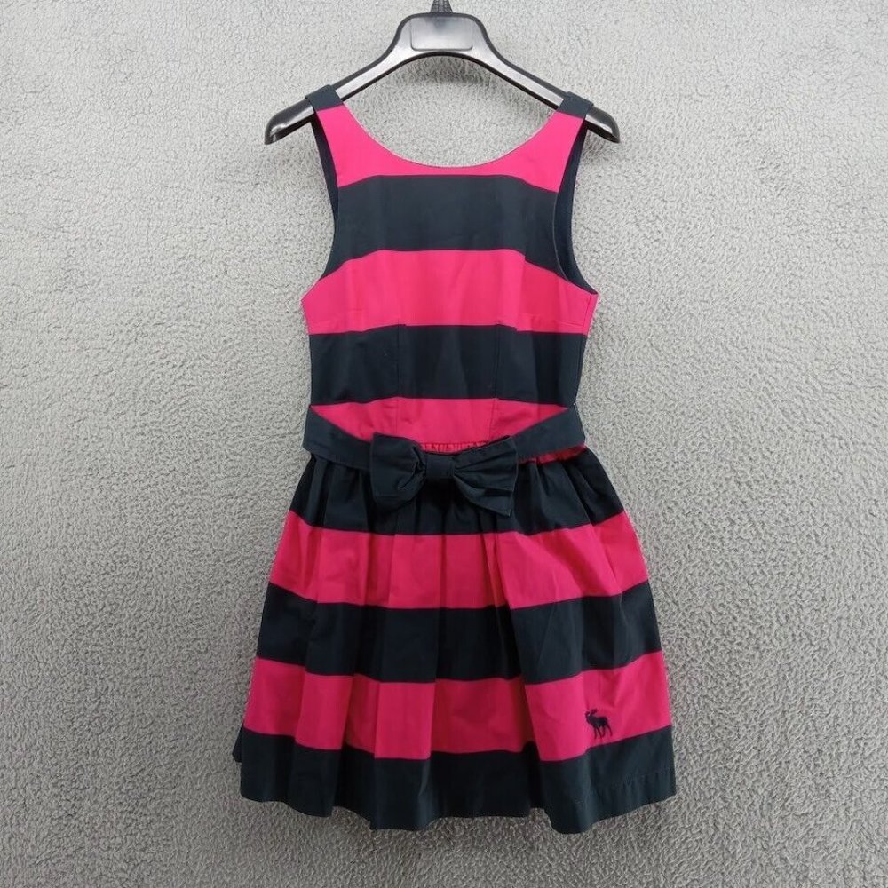 Abercombie & Fitch Dress Womens 2 Black Pink Wide Stripe Barbie Fit + Flare
